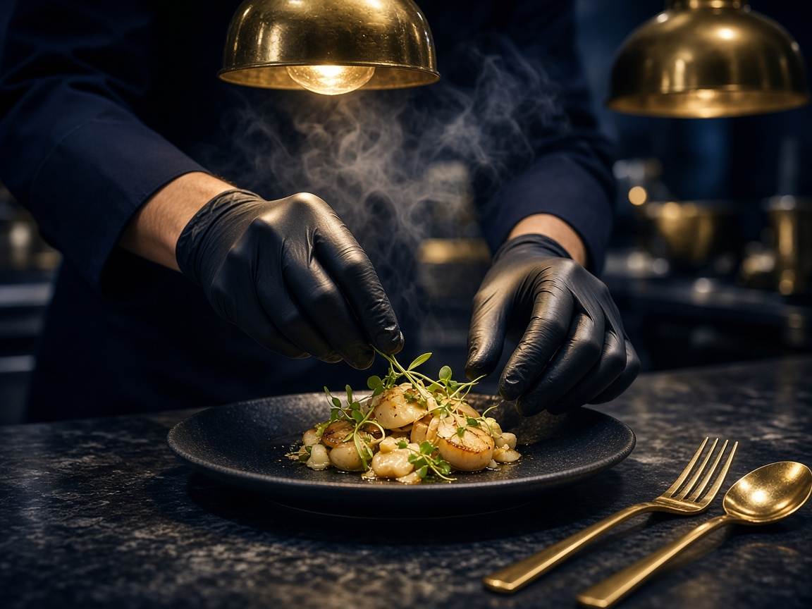 Chef plating a tasting dish at Chefessa London