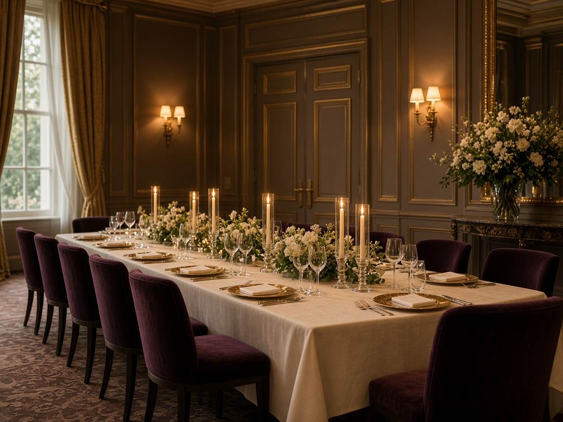 Private dining salon prepared for a house gathering